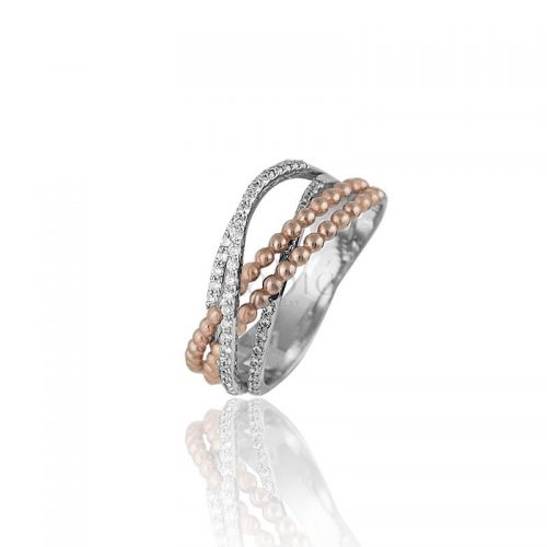 zlatara babic prsten u kombinaciji roze i belog zlata sa dijamantima pdk27