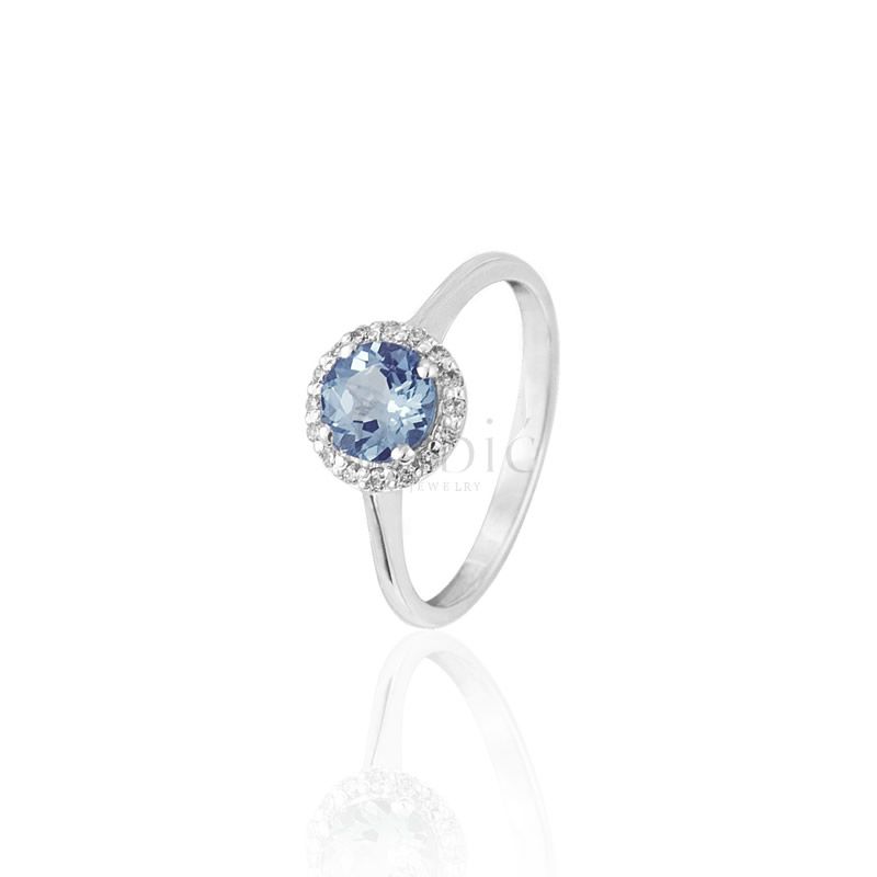 zlatara babic verenicki prsten sa dragim kamenom swiss blue topaz vpk 119