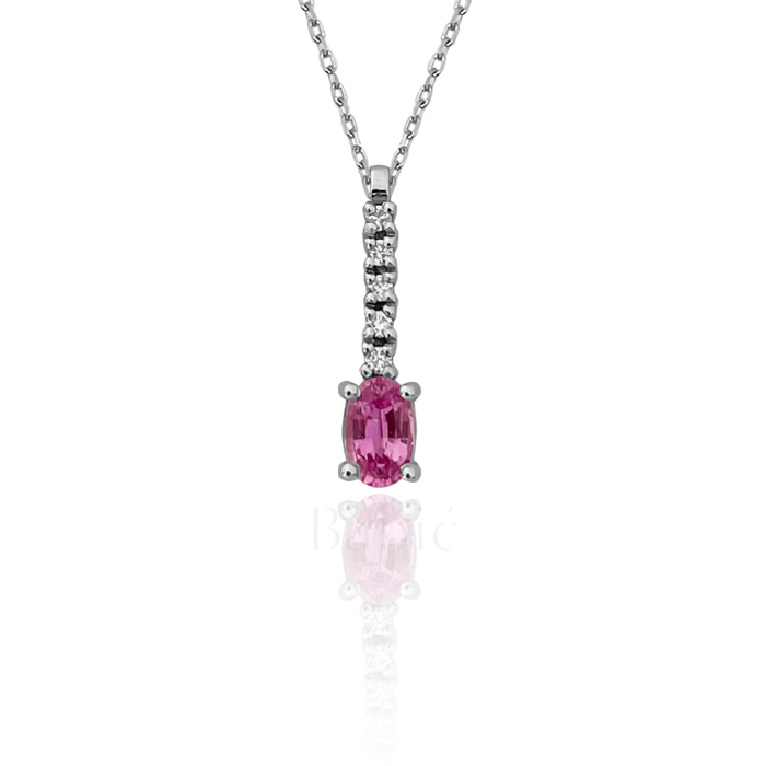 ogrlica sa pink safirom i dijamantima